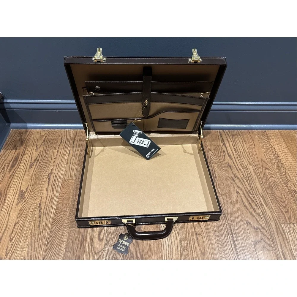 Leather Presto Briefcase Classic Brown Leather
